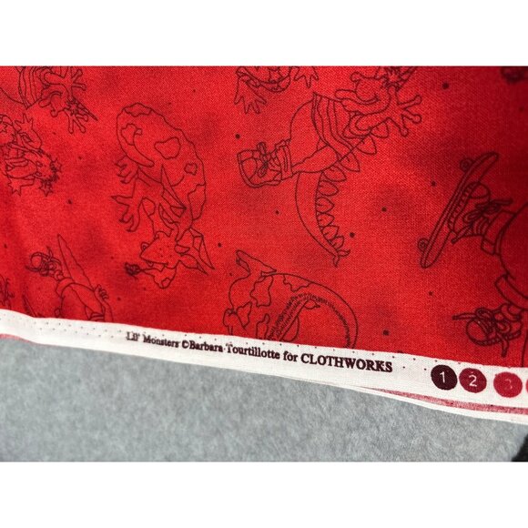 Lil Monsters Red Fabric by Barbara Tourtillotte for Clothworks 28"x44" Cartoon D - Picture 4 of 7
